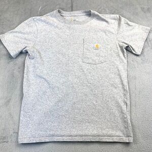 Carhartt Kids Pocket T-Shirt Small 4/6 Gray Short Sleeve Workwear Tee